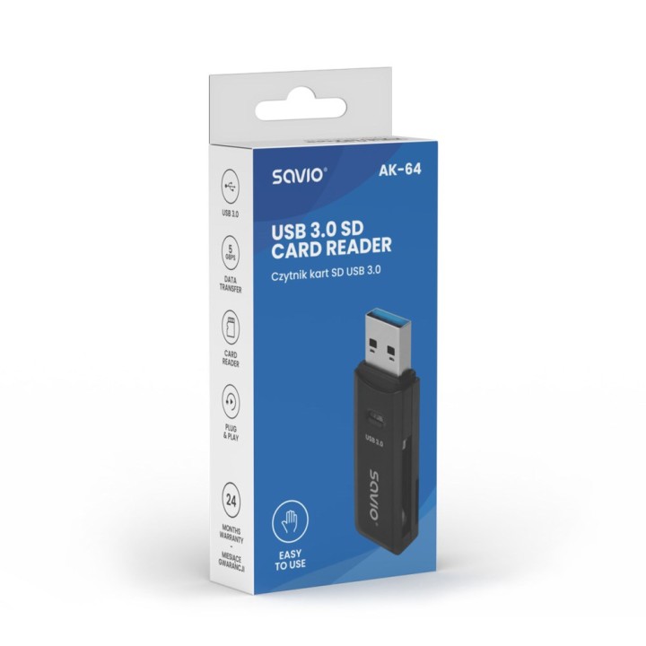 Lettore schede SAVIO SD USB 3.0 AK-64