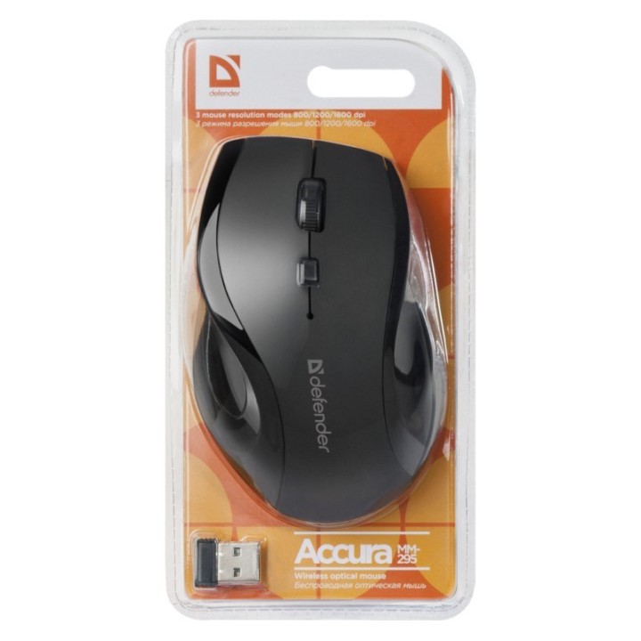 MOUSE DEFENDER ACCURA MM-295 RF NERO OTTICO 1600DPI 6P