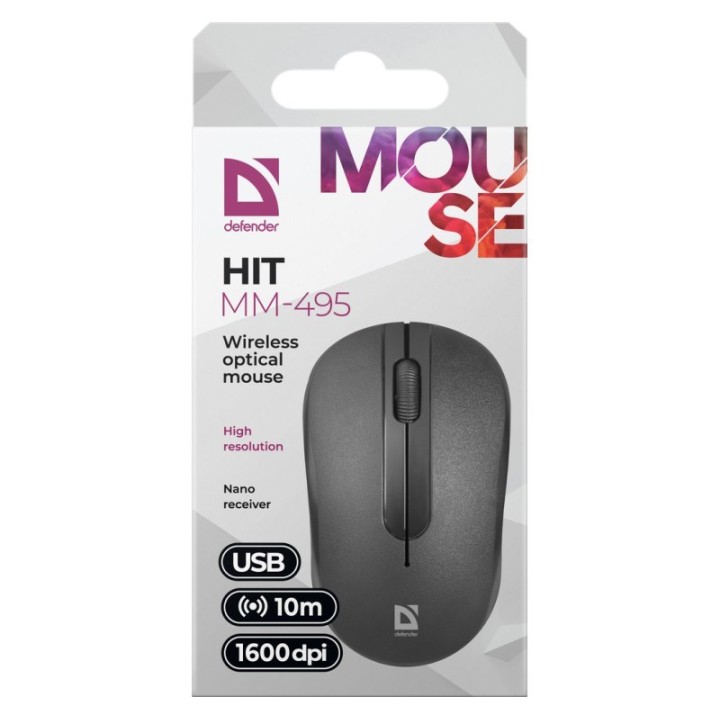 MOUSE DEFENDER HIT MM-495 RF OTTICO NERO 1600dpi 3P