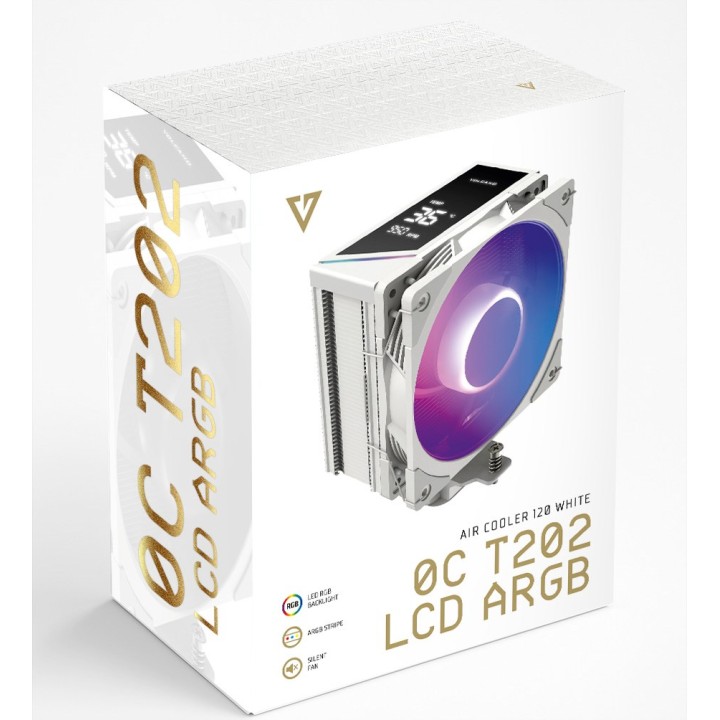 MODECOM Volcano 0C T202 LCD ARGB Raffreddamento ad aria per processore 12 cm Bianco
