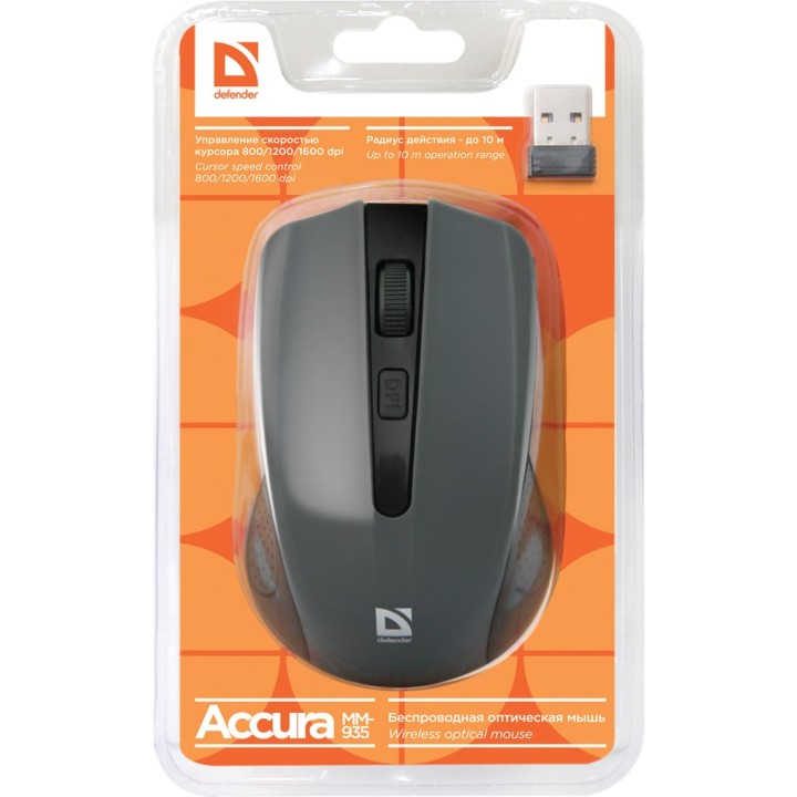Defender MM-935 Mouse ambidestro RF wireless ottico 1600 DPI