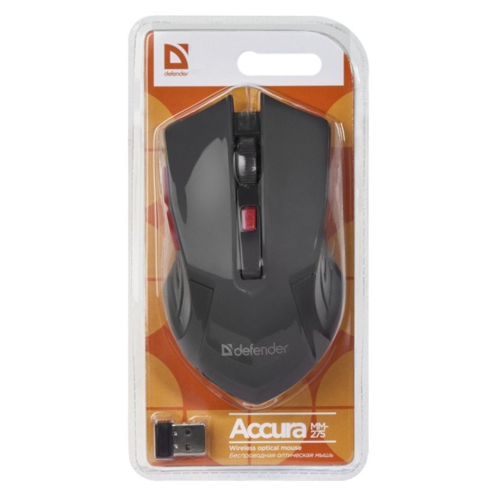 MOUSE DEFENDER ACCURA MM-275 RF NERO E ROSSO OTTICO 1600DPI 6P