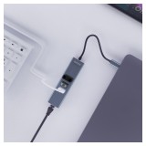 Savio AK-57 USB-C - 3 x USB-A HUB con adattatore RJ-45 Gigabit Ethernet 5000 Mbit/s grigio