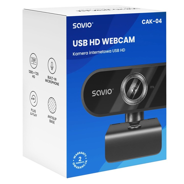 Savio CAK-04 Webcam 720 MP 1280 x 720 pixel USB Nero
