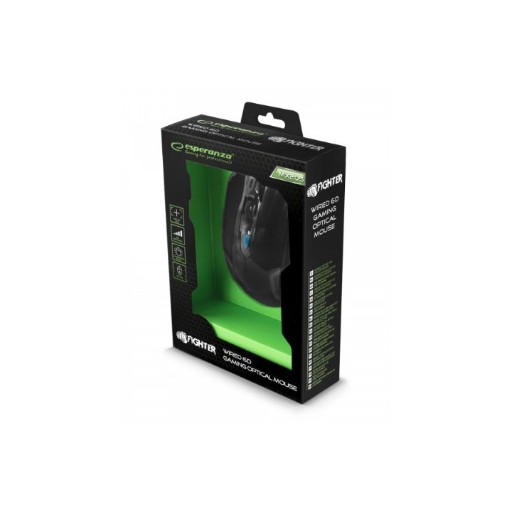 Esperanza EGM205B mouse destrimano USB Type-A ottico 2400 DPI