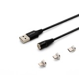 Savio CL-155 USB cavo 2 m USB 2.0 USB C Micro USB A/Lightning nero