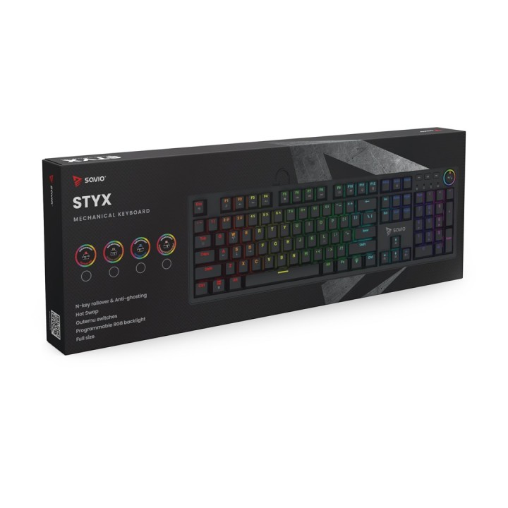 Savio STYX Tastiera gaming Outemu Blue Hot Swap RGB