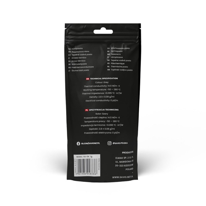 Savio TG-04 Pasta isolante termica 14.5 W/m-K 1g