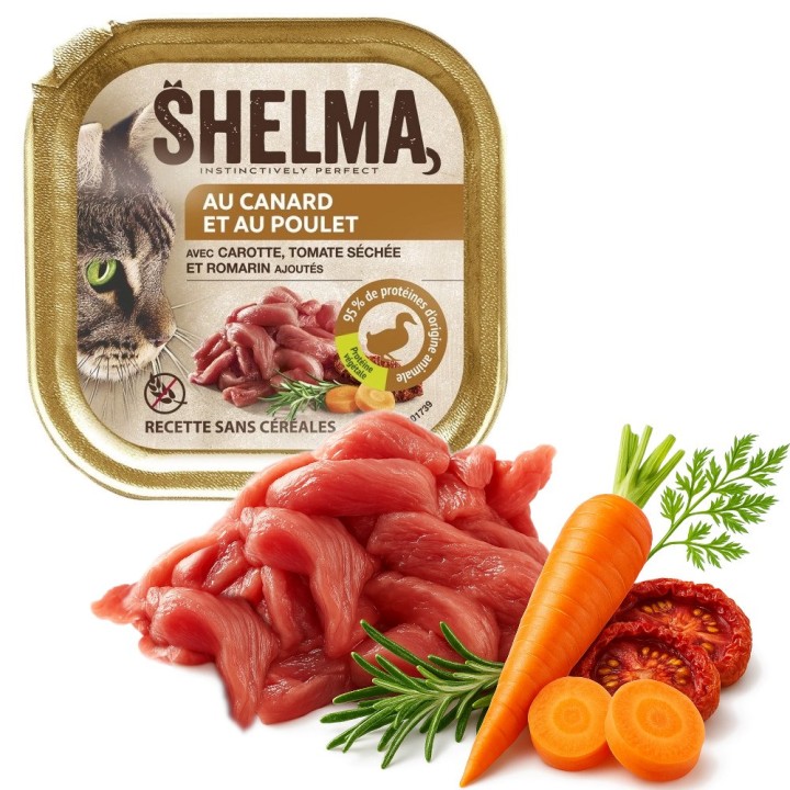 SHELMA Patè di anatra e pollo - cibo umido per gatti - 100g