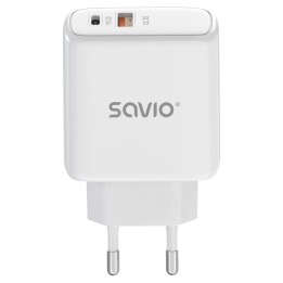 Savio LA-12 Caricabatterie dispositivi mobili Universale Bianco AC Ricarica rapida Indoor