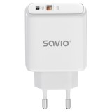Savio LA-12 Caricabatterie dispositivi mobili Universale Bianco AC Ricarica rapida Indoor