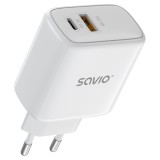 Savio LA-12 Caricabatterie dispositivi mobili Universale Bianco AC Ricarica rapida Indoor