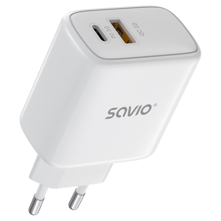 Savio LA-12 Caricabatterie dispositivi mobili Universale Bianco AC Ricarica rapida Indoor