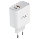 Savio LA-12 Caricabatterie dispositivi mobili Universale Bianco AC Ricarica rapida Indoor