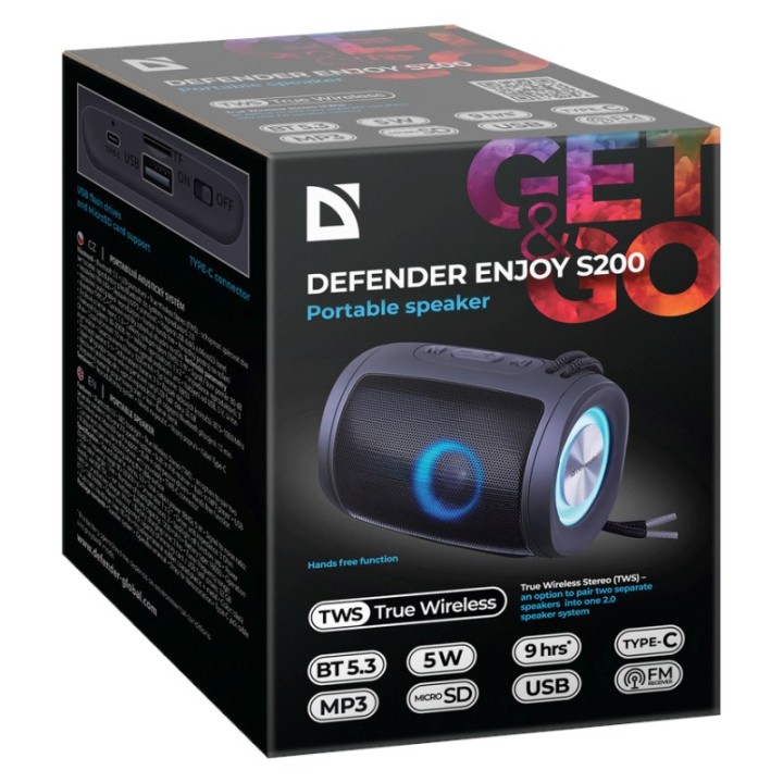 ALTOPARLANTE BLUETOOTH DEFENDER S200 5W NERO