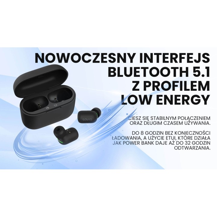 Savio TWS-09 IPX5 cuffie/auricolare wireless in-ear musica Bluetooth nero