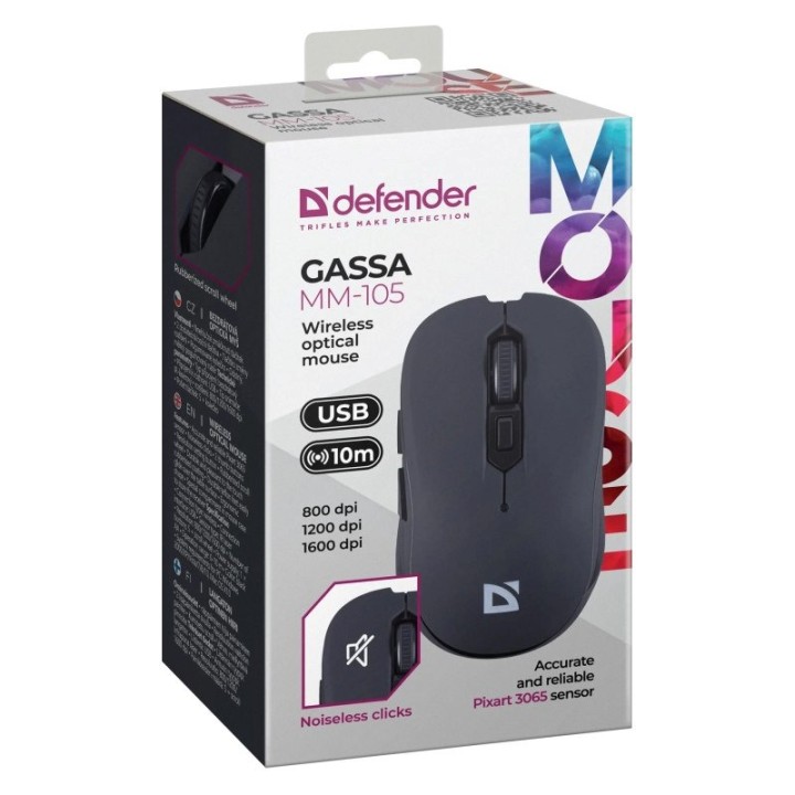 MOUSE DEFENDER GASSA MM-105 RF SILENZIOSO NERO