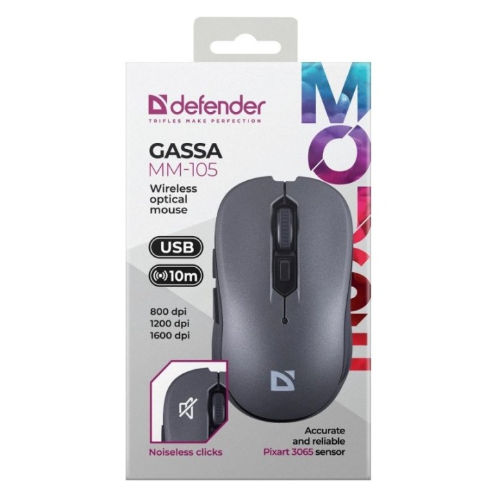 MOUSE DEFENDER GASSA MM-105 RF SILENT GRIGIO
