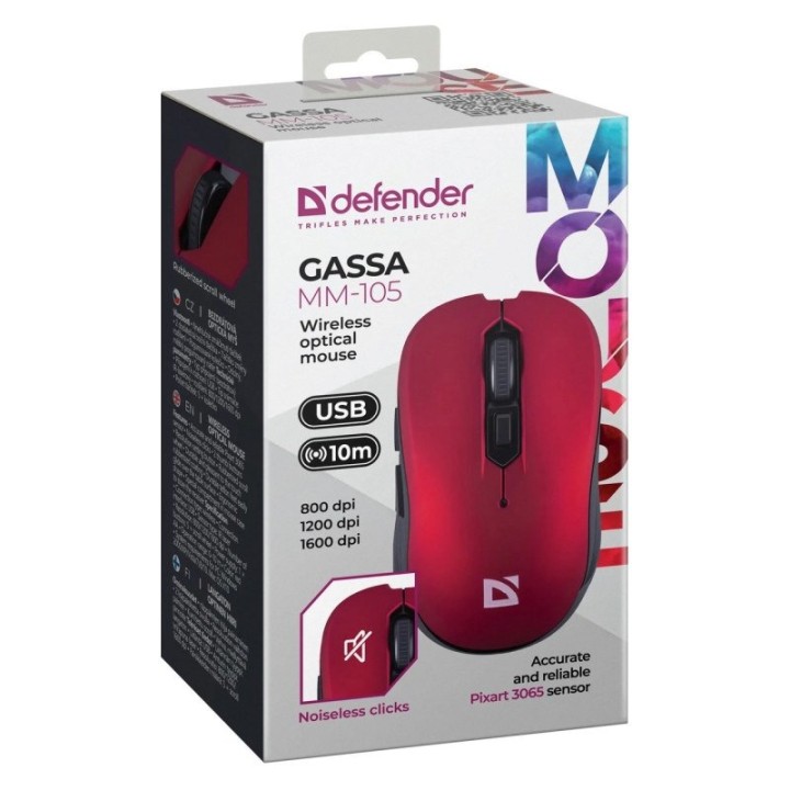 MOUSE DEFENDER GASSA MM-105 RF SILENT ROSSO