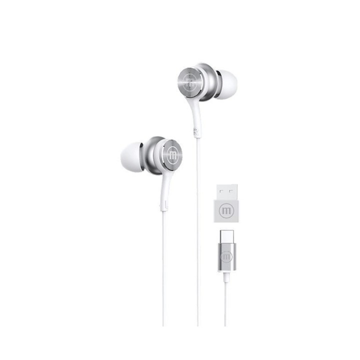 Cuffie con filo Maxell XC1 USB-C con adattatore USB-A bianche