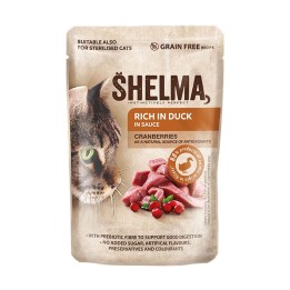 SHELMA Ricco di anatra in salsa - cibo umido per gatti - 85g