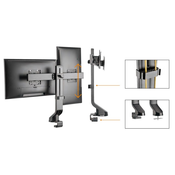 Maclean MC-854 supporto per due monitor / doppio 17 -27 14kg VESA 75x75 100x100 compatibile MC-848 e MC-849