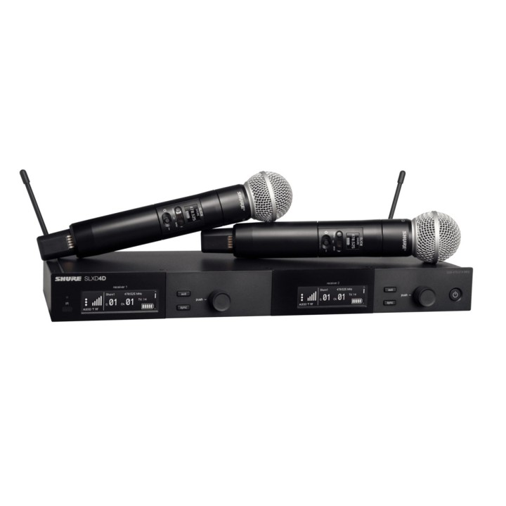 Shure SLXD24DE/SM58-G59 - sistema wireless digitale dual con due trasmettitori/microfoni portatili (470 - 514 MHz)