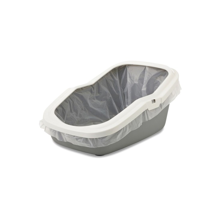 SAVIC ASEO grigio con bordo bianco - lettiera aperta per gatti - 56x39x27.5 cm - 1 pezzo