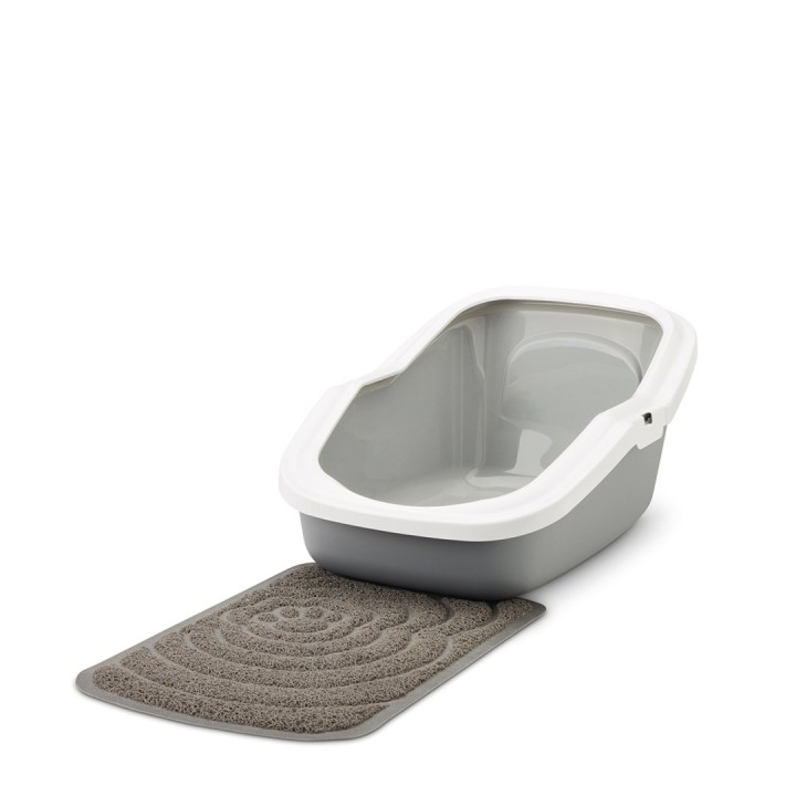 SAVIC ASEO grigio con bordo bianco - lettiera aperta per gatti - 56x39x27.5 cm - 1 pezzo