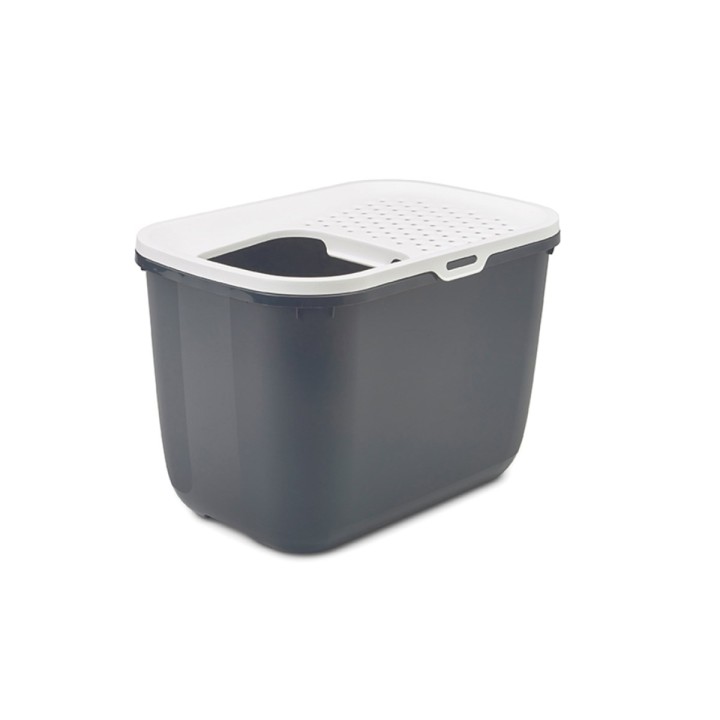 SAVIC HOP antracite con coperchio bianco – lettiera per gatti – 58.5x39x39.5 cm – 1 pezzo