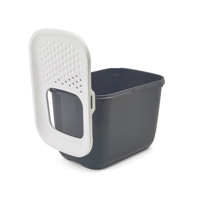 SAVIC HOP antracite con coperchio bianco – lettiera per gatti – 58.5x39x39.5 cm – 1 pezzo