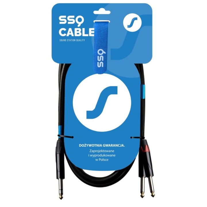 SSQ JSJM2 SS-1453 Cavo Jack Stereo - 2x Jack Mono 2 m nero