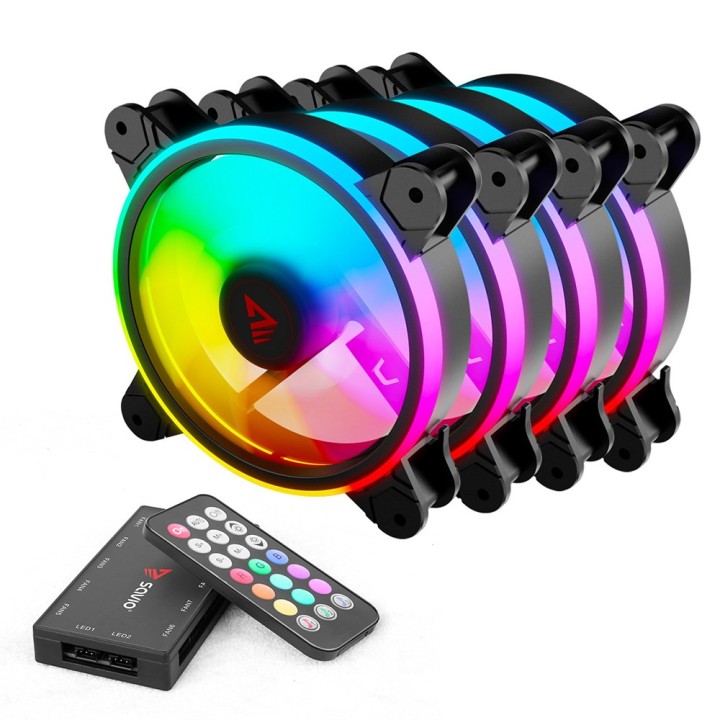 SAVIO FAN-01 Confezione 4 ventole 120mm ARGB con controller e telecomando