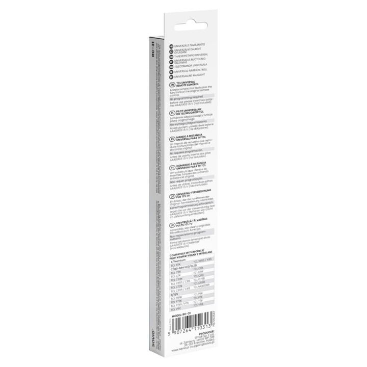 SAVIO RC-31 Telecomando universale/sostitutivo per TCL TV – SMART TV