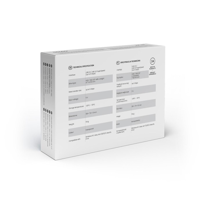 Savio 2.5 Enclosure esterno HDD/SSD USB 3.0 trasparente AK-66