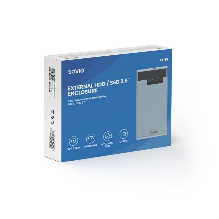 Savio 2.5 Enclosure esterno HDD/SSD USB 3.0 trasparente AK-66