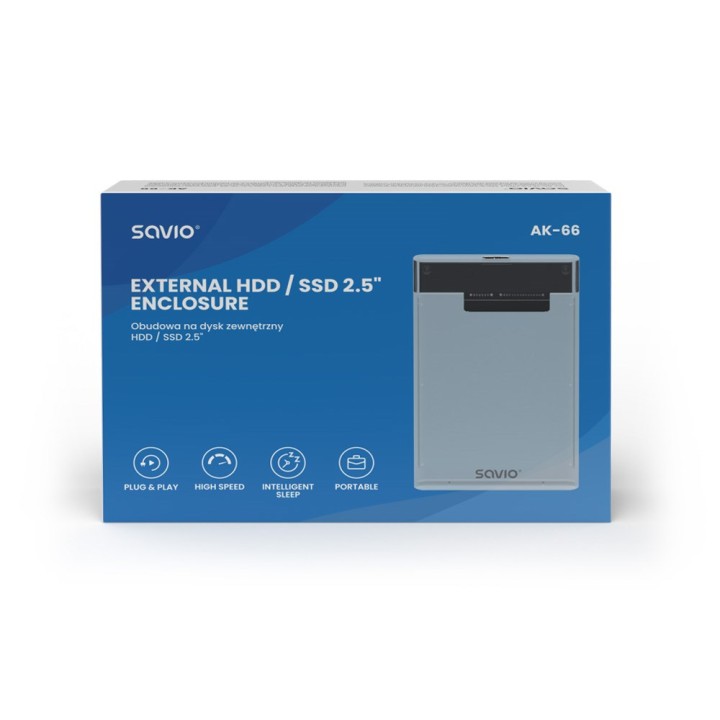 Savio 2.5 Enclosure esterno HDD/SSD USB 3.0 trasparente AK-66