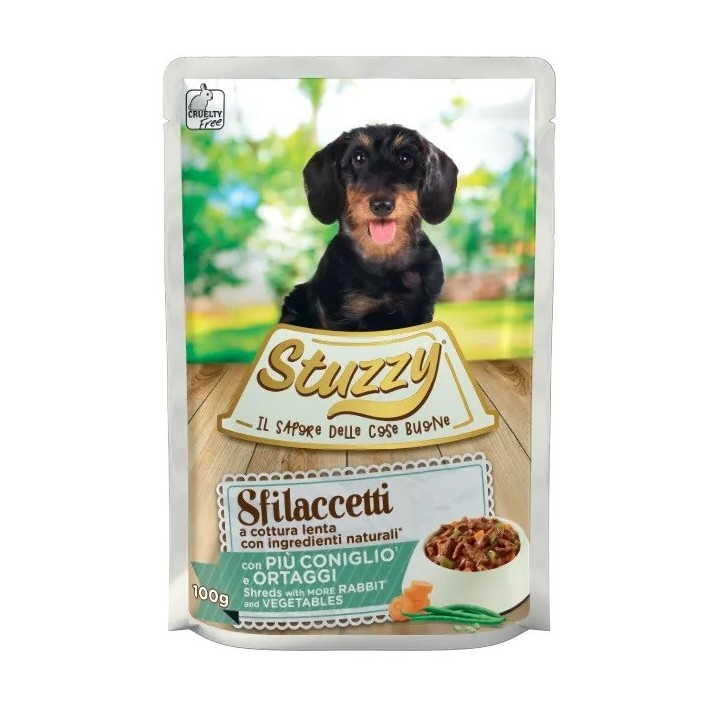 STUZZY Sfilacciati con coniglio e verdure - cibo umido per cani - 100 g