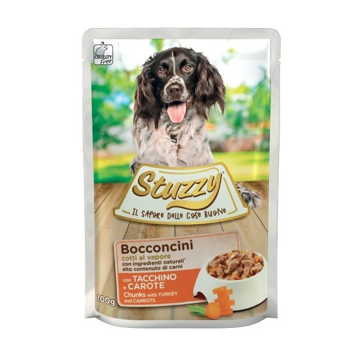 STUZZY Bocconi con tacchino e carote - cibo umido per cani - 100 g