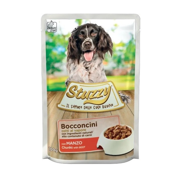 STUZZY Bocconi con manzo - cibo umido per cani - 100 g