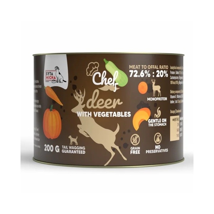 SYTA MICHA Chef Cervo con verdure Mono - cibo umido per cani - 200g