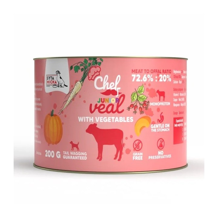 SYTA MICHA Chef Junior Vitello con verdure Mono - cibo umido per cani - 200g