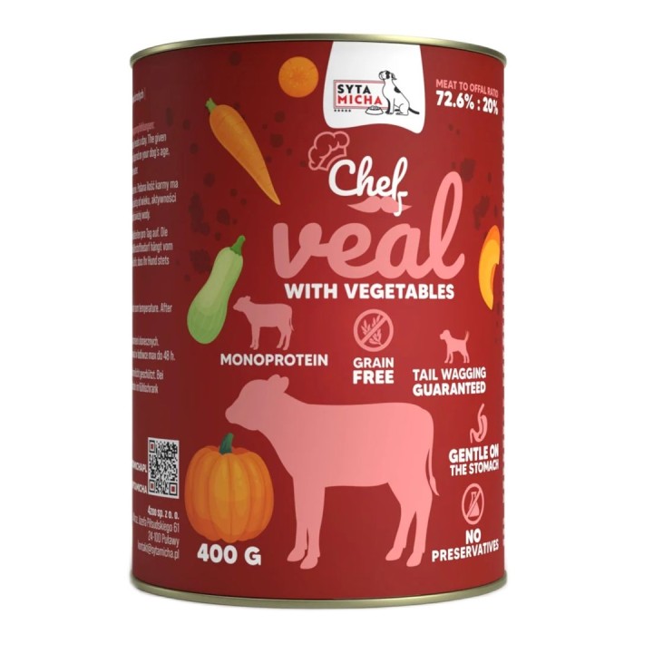 SYTA MICHA Chef Vitello con verdure - cibo umido per cani - 400g