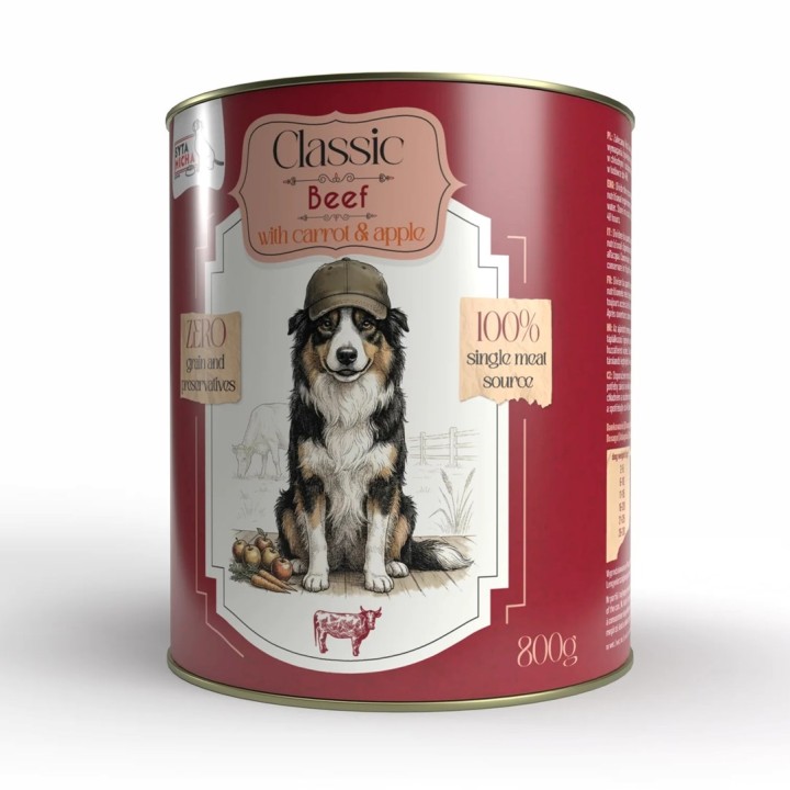 SYTA MICHA cibo umido per cani Classic Manzo con carota - 800g