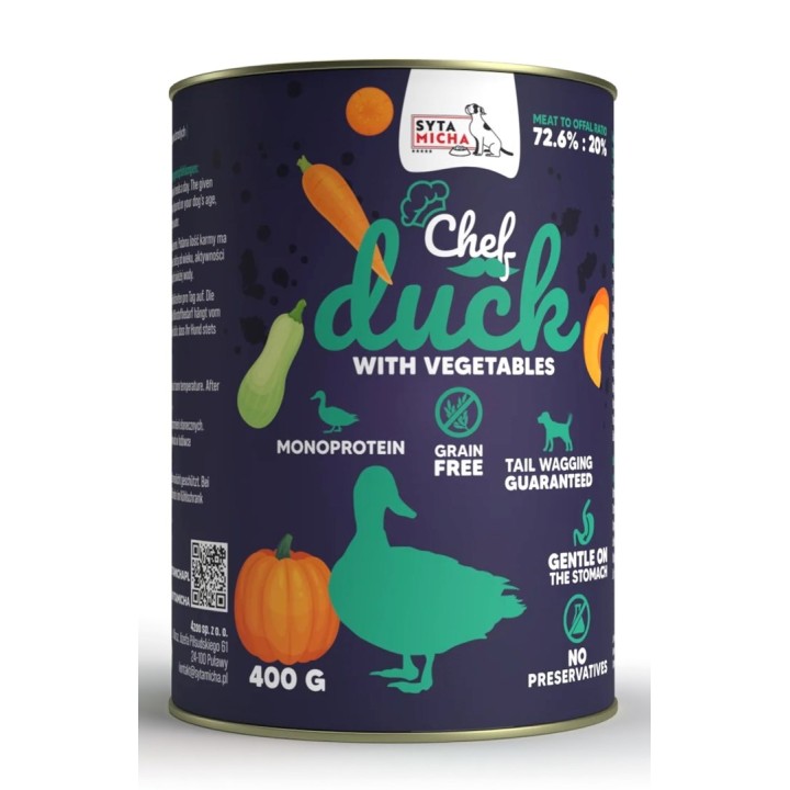 SYTA MICHA Chef Anatra con verdure - cibo umido per cani - 400g