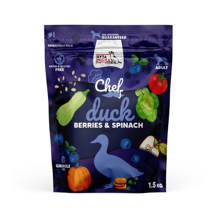 SYTA MICHA Chef Anatra bacche e spinaci - cibo secco per cani - 1 5kg