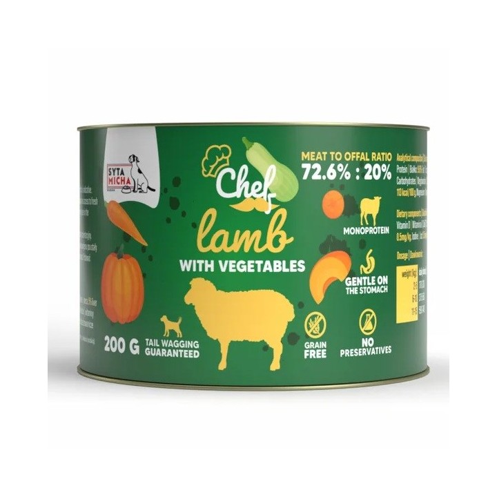 SYTA MICHA Chef Agnello con verdure Mono - cibo umido per cani - 200g