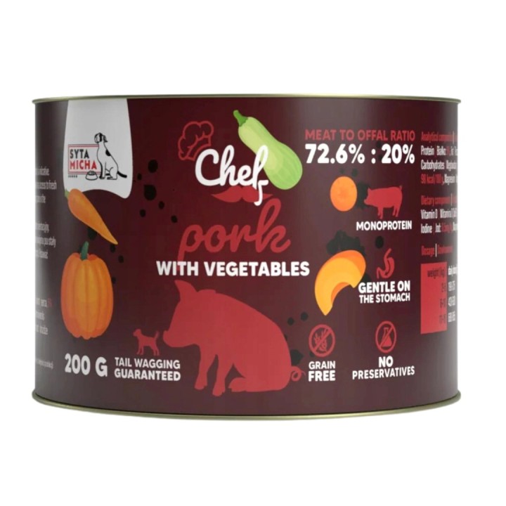 SYTA MICHA Chef Maiale con verdure Mono - cibo umido per cani - 200g
