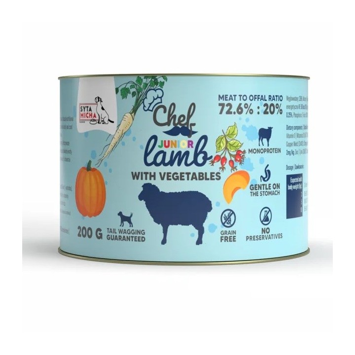 SYTA MICHA Chef Junior Agnello con verdure Mono - cibo umido per cani - 200g