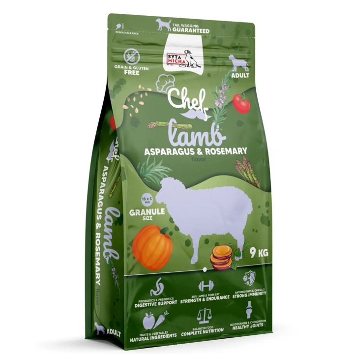 SYTA MICHA Chef Agnello asparagi e rosmarino - cibo secco per cani - 9kg